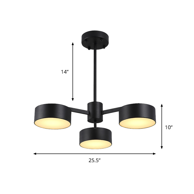 Drum Pendant Light Post Modern Metal 3/5/6/10 Lights Black/Gold Chandelier Light for Living Room Clearhalo 'Ceiling Lights' 'Chandeliers' 'Modern Chandeliers' 'Modern' Lighting' 148042