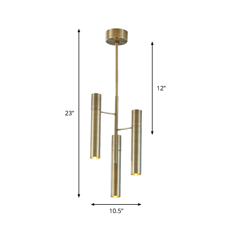 6/10 Heads Hallway Chandelier Lighting with Cylinder Metal Shade Modern Gold Hanging Lamp Clearhalo 'Ceiling Lights' 'Chandeliers' Lighting' options 148112