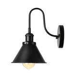 Gooseneck Metallic Wall Sconce with Cone Shade Vintage 1 Light Corridor Wall Mount Fixture in Black Clearhalo 'Art deco wall lights' 'Cast Iron' 'Glass' 'Industrial wall lights' 'Industrial' 'Middle century wall lights' 'Modern' 'Rustic wall lights' 'Tiffany' 'Traditional wall lights' 'Wall Lamps & Sconces' 'Wall Lights' Lighting' 148127