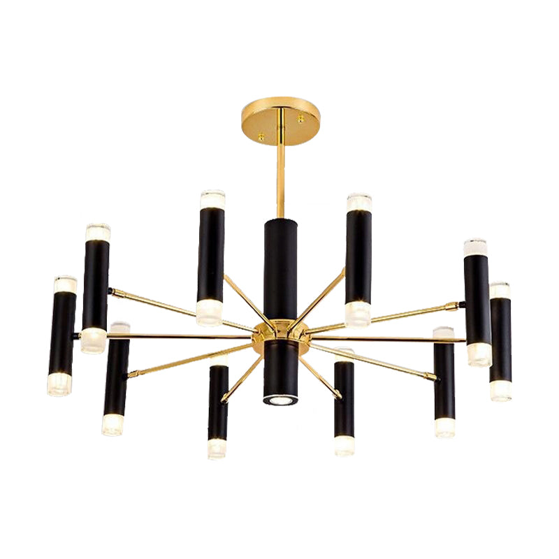 Metal Cylinder Chandelier Light Modern 16/20 Lights Black Ceiling Pendant Light for Dining Room Clearhalo 'Ceiling Lights' 'Chandeliers' 'Modern Chandeliers' 'Modern' Lighting' 148146