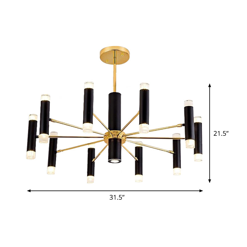 Metal Cylinder Chandelier Light Modern 16/20 Lights Black Ceiling Pendant Light for Dining Room Clearhalo 'Ceiling Lights' 'Chandeliers' 'Modern Chandeliers' 'Modern' Lighting' 148147