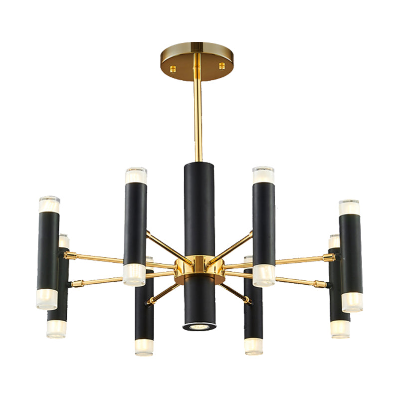 Metal Cylinder Chandelier Light Modern 16/20 Lights Black Ceiling Pendant Light for Dining Room Clearhalo 'Ceiling Lights' 'Chandeliers' 'Modern Chandeliers' 'Modern' Lighting' 148150