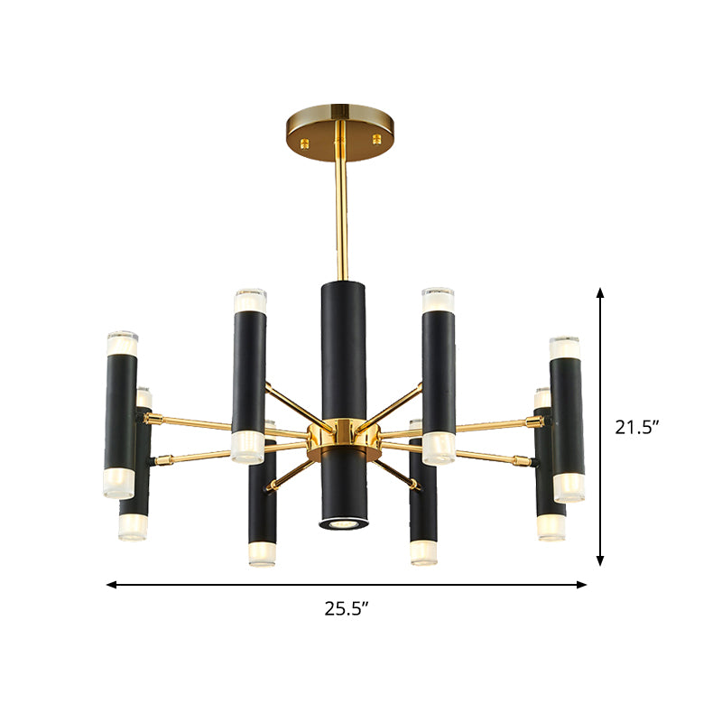 Metal Cylinder Chandelier Light Modern 16/20 Lights Black Ceiling Pendant Light for Dining Room Clearhalo 'Ceiling Lights' 'Chandeliers' 'Modern Chandeliers' 'Modern' Lighting' 148151