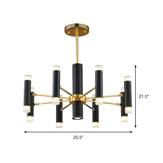 Metal Cylinder Chandelier Light Modern 16/20 Lights Black Ceiling Pendant Light for Dining Room Clearhalo 'Ceiling Lights' 'Chandeliers' 'Modern Chandeliers' 'Modern' Lighting' 148151