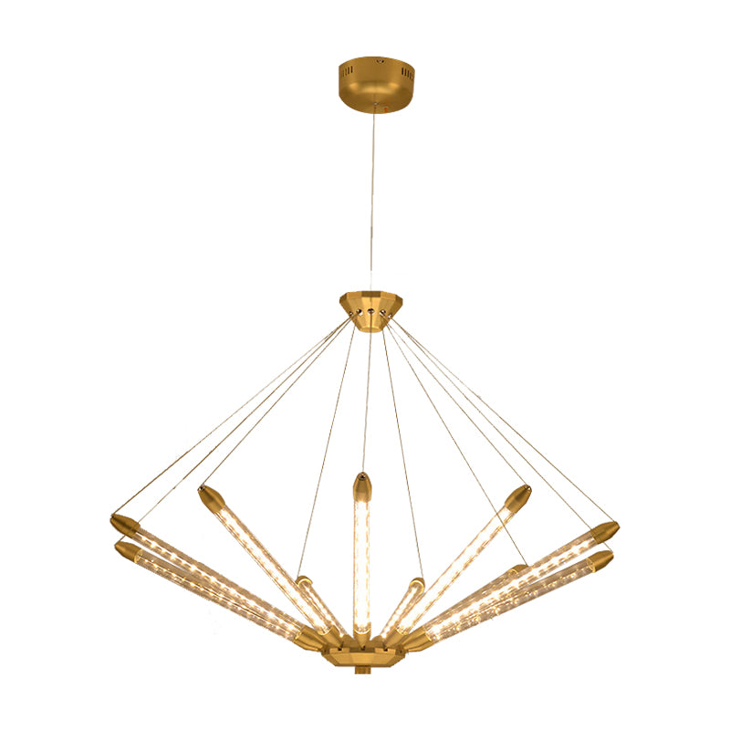 7/11 Lights Chandelier Pendant Light Post Modern Black/Gold Hanging Lighting with Tube Glass Shade Clearhalo 'Ceiling Lights' 'Chandeliers' 'Glass shade' 'Glass' 'Modern Chandeliers' 'Modern' Lighting' 148185