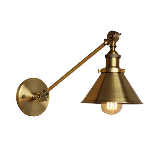 Brass/Bronze 1 Bulb Wall Lamp Vintage Style Metal Tapered Sconce Lighting for Bedroom Bedside Clearhalo 'Art deco wall lights' 'Cast Iron' 'Glass' 'Industrial wall lights' 'Industrial' 'Middle century wall lights' 'Modern' 'Rustic wall lights' 'Tiffany' 'Traditional wall lights' 'Wall Lamps & Sconces' 'Wall Lights' Lighting' 148251