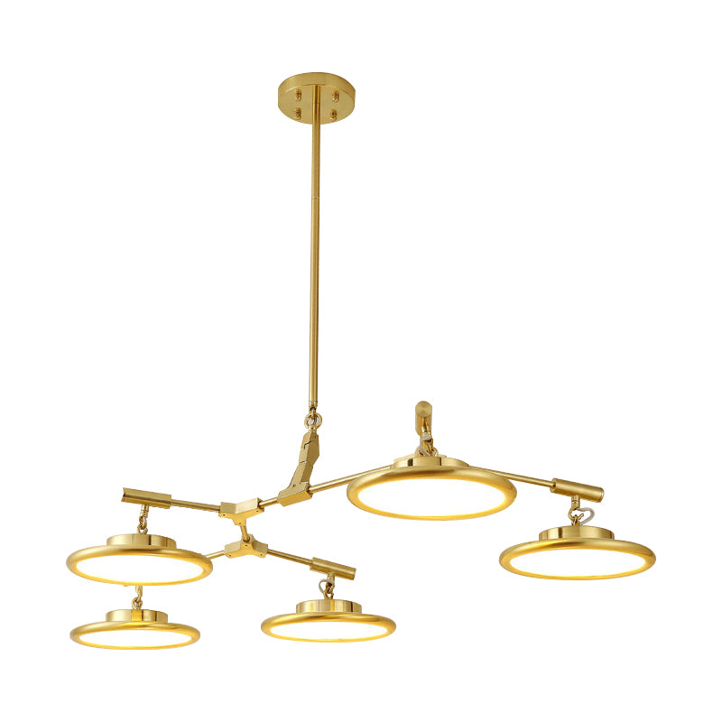 Round Chandelier Light Contemporary Glass 3/5/8 Lights Gold Hanging Pendant in Warm/White Light Clearhalo 'Ceiling Lights' 'Chandeliers' 'Modern Chandeliers' 'Modern' Lighting' 148277