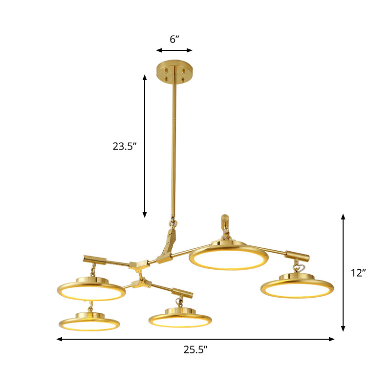 Round Chandelier Light Contemporary Glass 3/5/8 Lights Gold Hanging Pendant in Warm/White Light Clearhalo 'Ceiling Lights' 'Chandeliers' 'Modern Chandeliers' 'Modern' Lighting' 148278