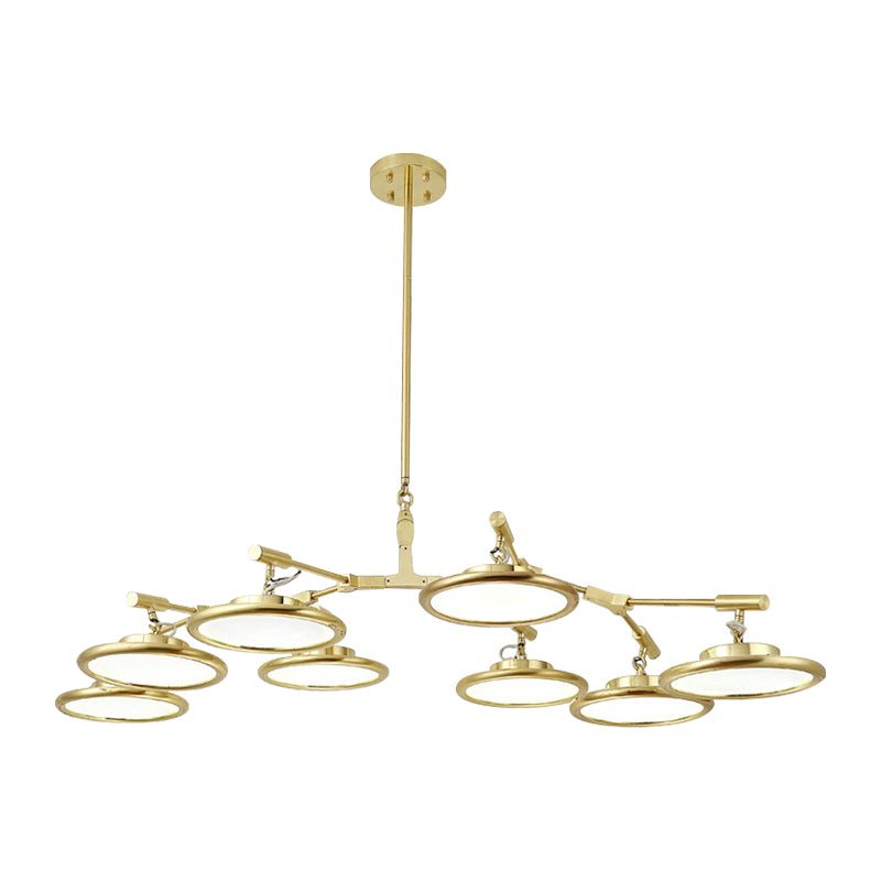 Round Chandelier Light Contemporary Glass 3/5/8 Lights Gold Hanging Pendant in Warm/White Light Clearhalo 'Ceiling Lights' 'Chandeliers' 'Modern Chandeliers' 'Modern' Lighting' 148281