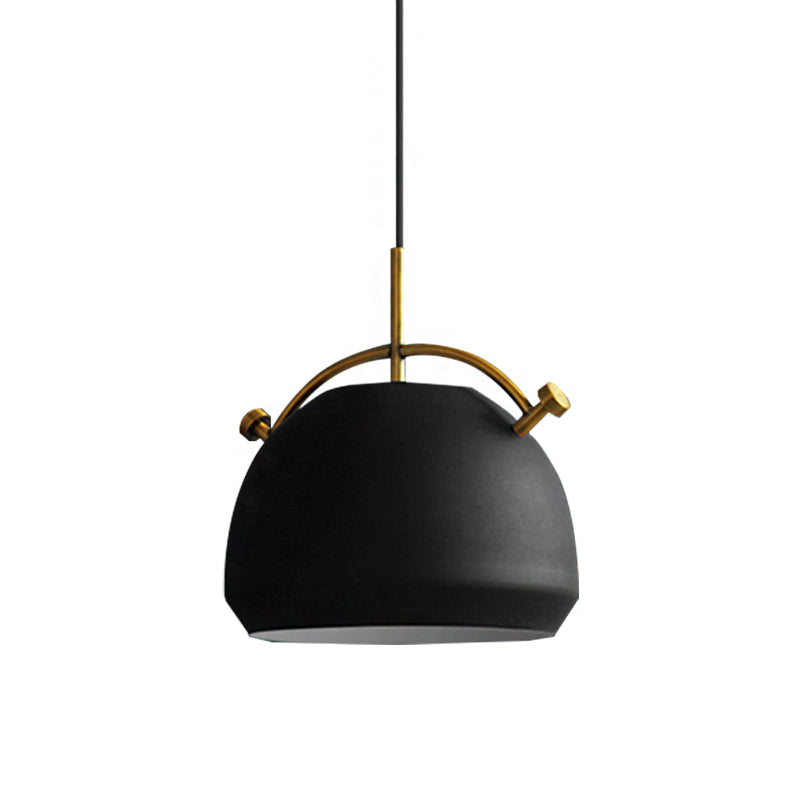 10"/11"/13" Width Retro Stylish Dome Shade Hanging Ceiling Light 1 Bulb Metal Pendant Lamp in Black/White over Table Clearhalo 'Ceiling Lights' 'Modern Pendants' 'Modern' 'Pendant Lights' 'Pendants' Lighting' 148484