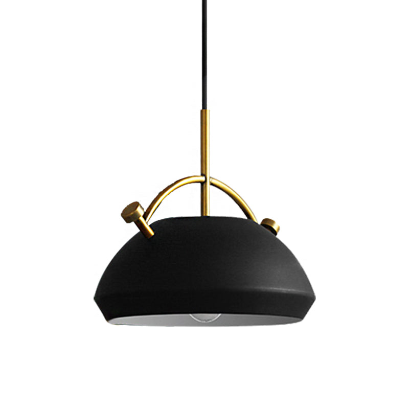 10"/11"/13" Width Retro Stylish Dome Shade Hanging Ceiling Light 1 Bulb Metal Pendant Lamp in Black/White over Table Clearhalo 'Ceiling Lights' 'Modern Pendants' 'Modern' 'Pendant Lights' 'Pendants' Lighting' 148488