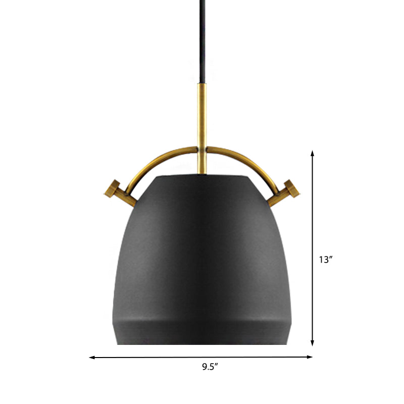 10"/11"/13" Width Retro Stylish Dome Shade Hanging Ceiling Light 1 Bulb Metal Pendant Lamp in Black/White over Table Clearhalo 'Ceiling Lights' 'Modern Pendants' 'Modern' 'Pendant Lights' 'Pendants' Lighting' 148493