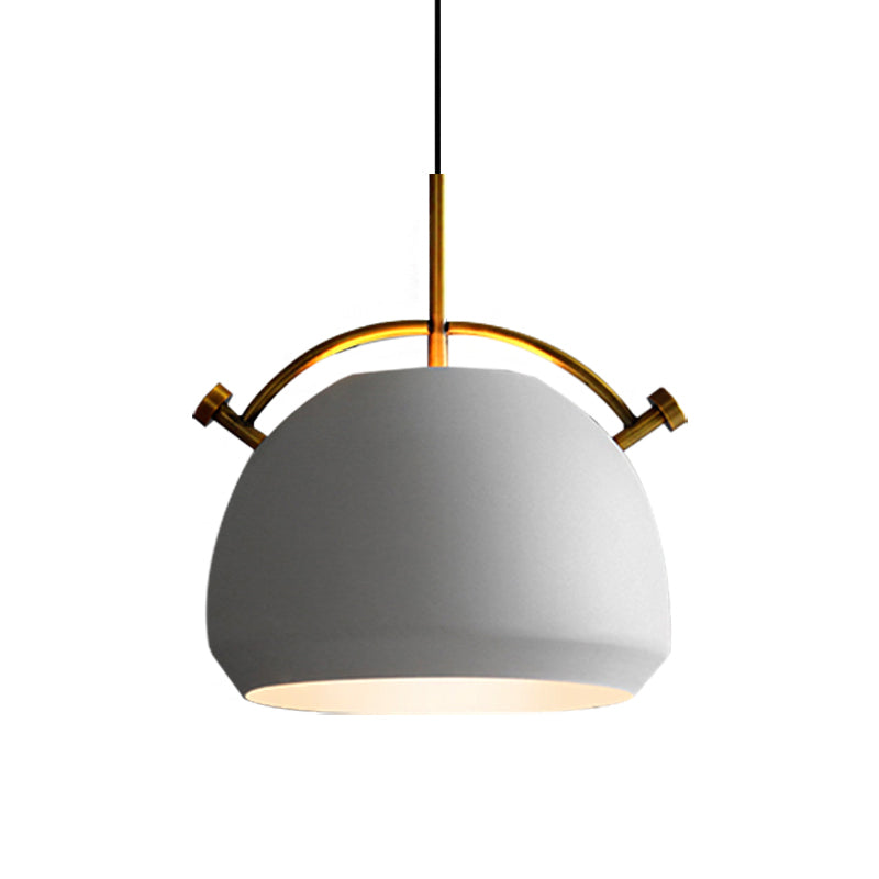 10"/11"/13" Width Retro Stylish Dome Shade Hanging Ceiling Light 1 Bulb Metal Pendant Lamp in Black/White over Table Clearhalo 'Ceiling Lights' 'Modern Pendants' 'Modern' 'Pendant Lights' 'Pendants' Lighting' 148496