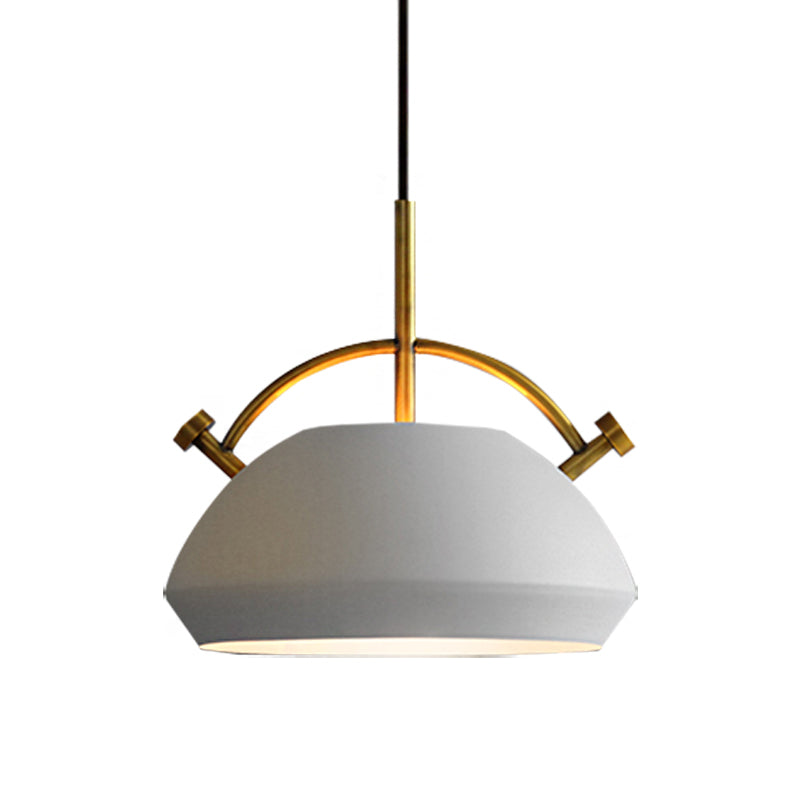 10"/11"/13" Width Retro Stylish Dome Shade Hanging Ceiling Light 1 Bulb Metal Pendant Lamp in Black/White over Table Clearhalo 'Ceiling Lights' 'Modern Pendants' 'Modern' 'Pendant Lights' 'Pendants' Lighting' 148499