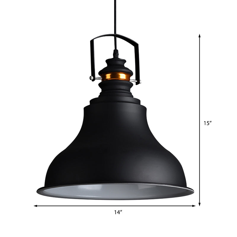 Industrial Style Barn Shade Ceiling Pendant Light 1 Light Metallic Hanging Light with Handle in Black Clearhalo 'Ceiling Lights' 'Modern Pendants' 'Modern' 'Pendant Lights' 'Pendants' Lighting' 148505