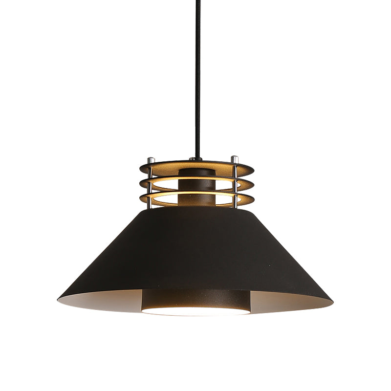 Nordic Style Conic Pendant Ceiling Light 9"/12" Dia 1 Light Metal Suspension Light in Black/White for Living Room Clearhalo 'Ceiling Lights' 'Modern Pendants' 'Modern' 'Pendant Lights' 'Pendants' Lighting' 148543