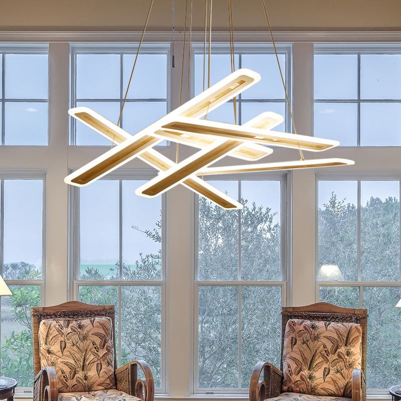 Cross Bathroom Chandelier Pendant Acrylic 4/6 Lights Modernism Ceiling Light Fixture in Warm/White Light 6 White Warm Clearhalo 'Ceiling Lights' 'Chandeliers' 'Modern Chandeliers' 'Modern' Lighting' 148544