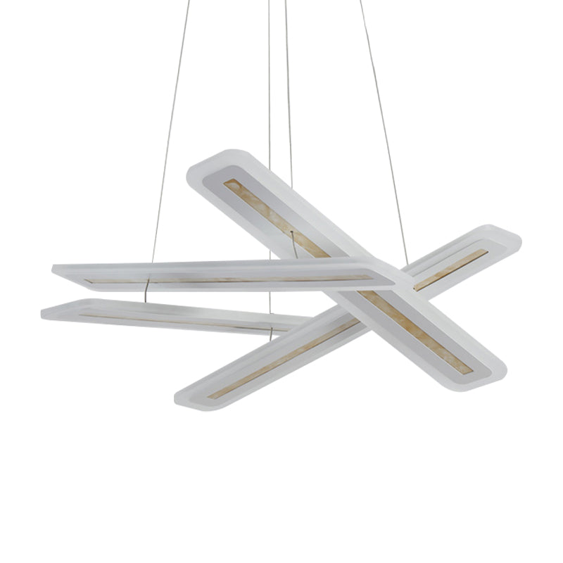 Cross Bathroom Chandelier Pendant Acrylic 4/6 Lights Modernism Ceiling Light Fixture in Warm/White Light Clearhalo 'Ceiling Lights' 'Chandeliers' 'Modern Chandeliers' 'Modern' Lighting' 148550