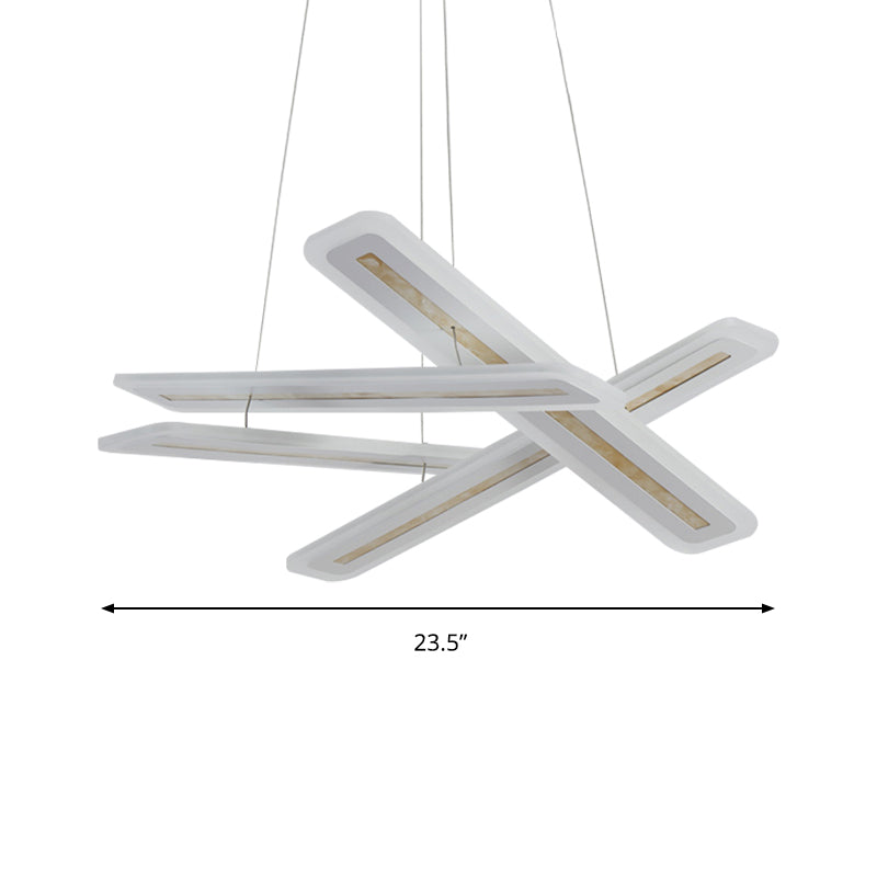 Cross Bathroom Chandelier Pendant Acrylic 4/6 Lights Modernism Ceiling Light Fixture in Warm/White Light Clearhalo 'Ceiling Lights' 'Chandeliers' 'Modern Chandeliers' 'Modern' Lighting' 148551