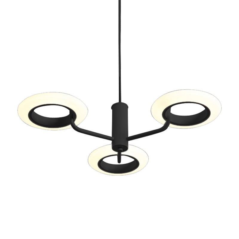 Black/White/Brown Donut Hanging Lamp Kit Modern 3/4-Head Acrylic Chandelier Pendant in Warm/White Light Clearhalo 'Ceiling Lights' 'Chandeliers' 'Modern Chandeliers' 'Modern' Lighting' 148598