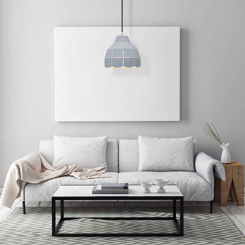 Black/Gray/White/Yellow/Blue Folded Pendant Light Modern Nordic Metal 1 Light Dining Room Hanging Lamp Grey Clearhalo 'Ceiling Lights' 'Modern Pendants' 'Modern' 'Pendant Lights' 'Pendants' Lighting' 148645