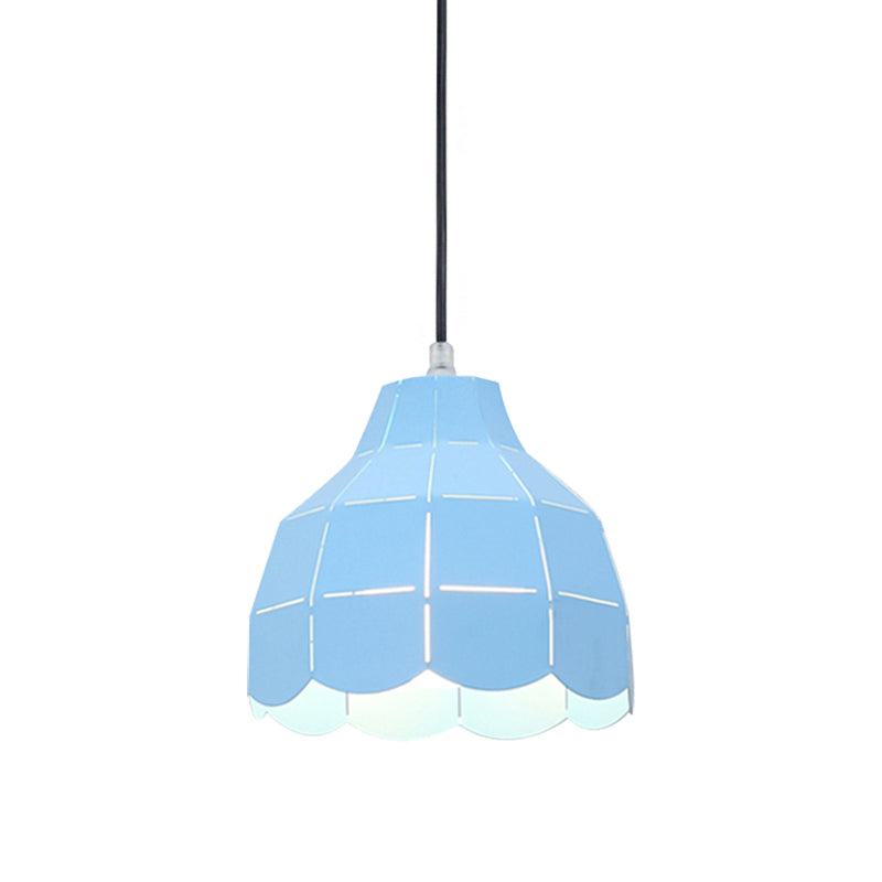 Black/Gray/White/Yellow/Blue Folded Pendant Light Modern Nordic Metal 1 Light Dining Room Hanging Lamp Clearhalo 'Ceiling Lights' 'Modern Pendants' 'Modern' 'Pendant Lights' 'Pendants' Lighting' 148652