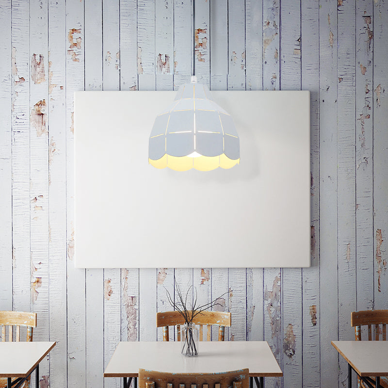 Black/Gray/White/Yellow/Blue Folded Pendant Light Modern Nordic Metal 1 Light Dining Room Hanging Lamp White Clearhalo 'Ceiling Lights' 'Modern Pendants' 'Modern' 'Pendant Lights' 'Pendants' Lighting' 148653