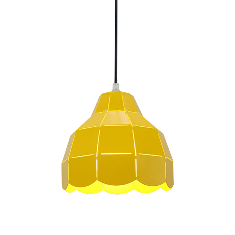 Black/Gray/White/Yellow/Blue Folded Pendant Light Modern Nordic Metal 1 Light Dining Room Hanging Lamp Clearhalo 'Ceiling Lights' 'Modern Pendants' 'Modern' 'Pendant Lights' 'Pendants' Lighting' 148656