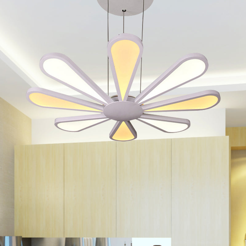 Petal-Shaped Dining Room Chandelier Pendant Acrylic 1 Light Modern Ceiling Hung Fixture in Warm/White Light White Clearhalo 'Ceiling Lights' 'Chandeliers' 'Modern Chandeliers' 'Modern' Lighting' 148657