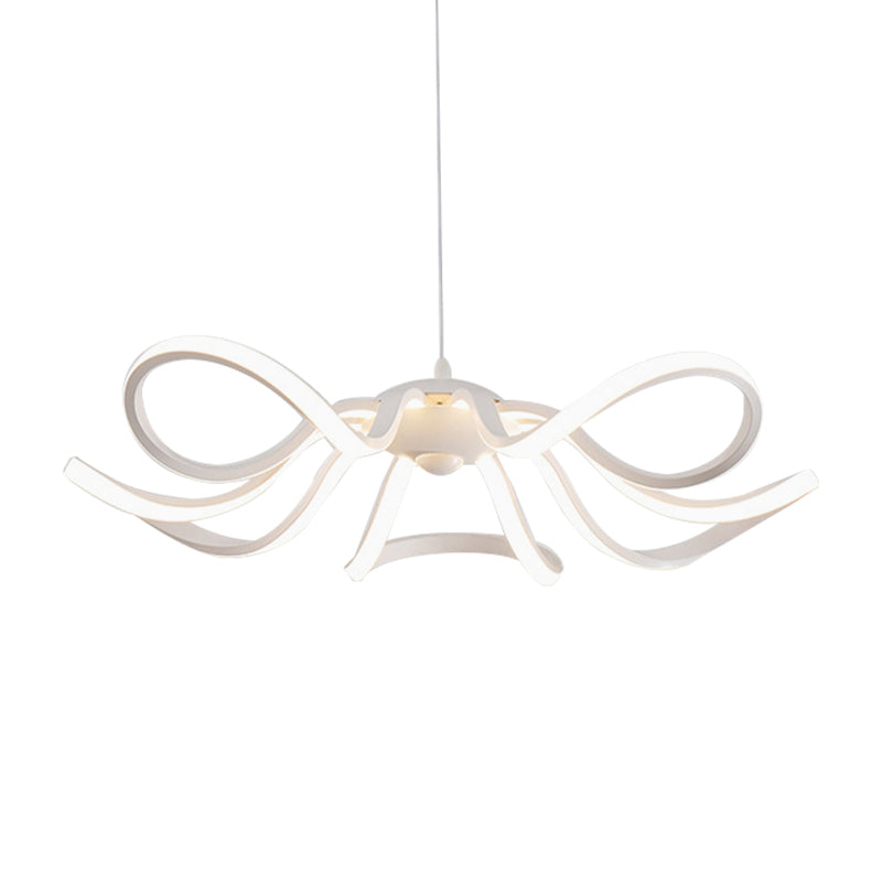 Petal Chandelier Lamp Modern Acrylic Single Light White Ceiling Pendant in White/Warm Light Clearhalo 'Ceiling Lights' 'Chandeliers' 'Modern Chandeliers' 'Modern' Lighting' 148663