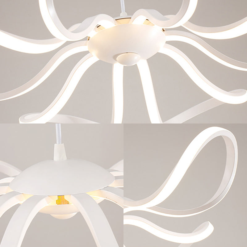 Petal Chandelier Lamp Modern Acrylic Single Light White Ceiling Pendant in White/Warm Light Clearhalo 'Ceiling Lights' 'Chandeliers' 'Modern Chandeliers' 'Modern' Lighting' 148665