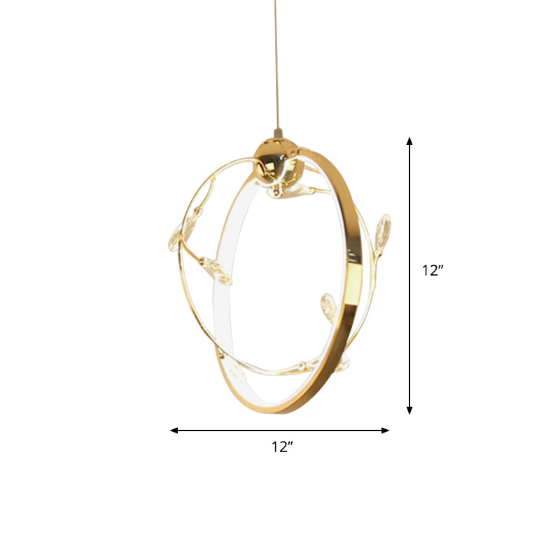 Gold Hoop Suspension Pendant Modern 1-Light Acrylic LED Chandelier Light with Crystal Accents Clearhalo 'Ceiling Lights' 'Chandeliers' 'Modern Chandeliers' 'Modern' Lighting' 148684