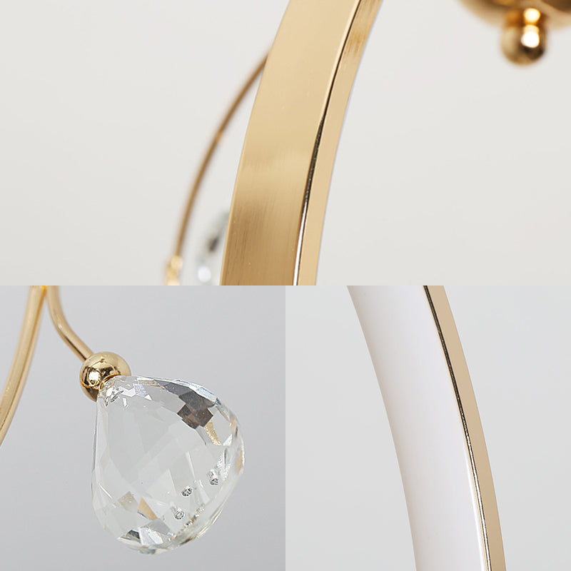 Gold Hoop Suspension Pendant Modern 1-Light Acrylic LED Chandelier Light with Crystal Accents Clearhalo 'Ceiling Lights' 'Chandeliers' 'Modern Chandeliers' 'Modern' Lighting' 148685