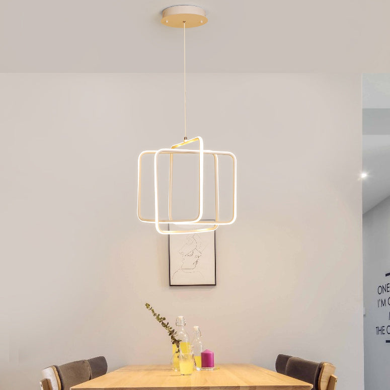 Minimalist Square LED Chandelier Light Acrylic Dining Room Drop Pendant in Warm/White Light White Warm Clearhalo 'Ceiling Lights' 'Chandeliers' 'Modern Chandeliers' 'Modern' Lighting' 148729