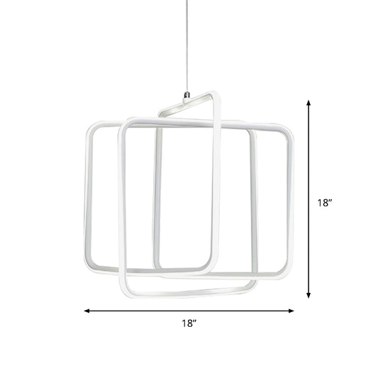 Minimalist Square LED Chandelier Light Acrylic Dining Room Drop Pendant in Warm/White Light Clearhalo 'Ceiling Lights' 'Chandeliers' 'Modern Chandeliers' 'Modern' Lighting' 148731