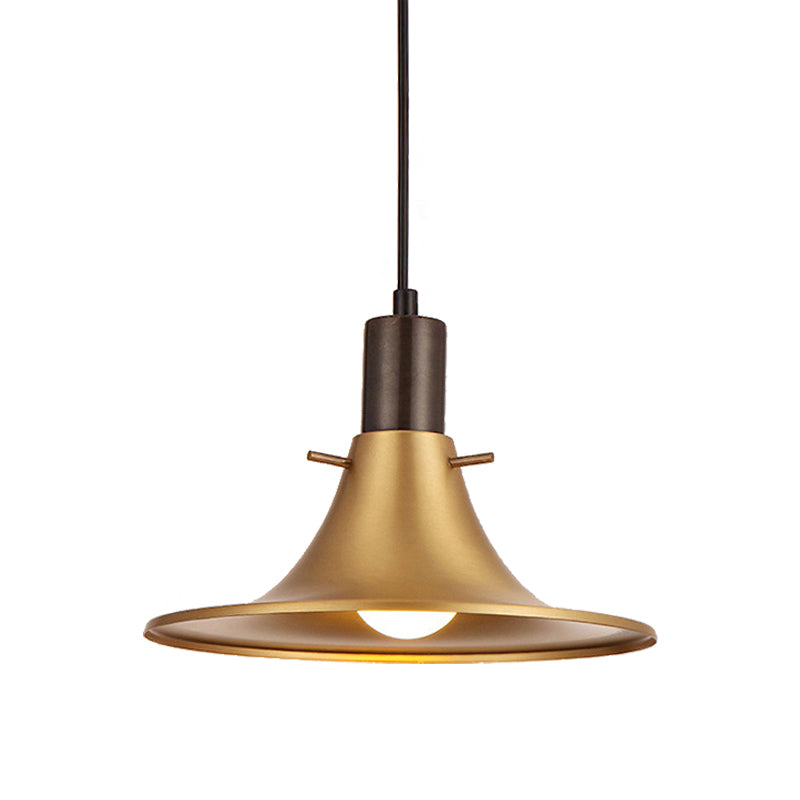 Brass Finish 1 Light Pendant Lighting Industrial Style Metallic Flared Shade Suspended Light Clearhalo 'Ceiling Lights' 'Modern Pendants' 'Modern' 'Pendant Lights' 'Pendants' Lighting' 148734