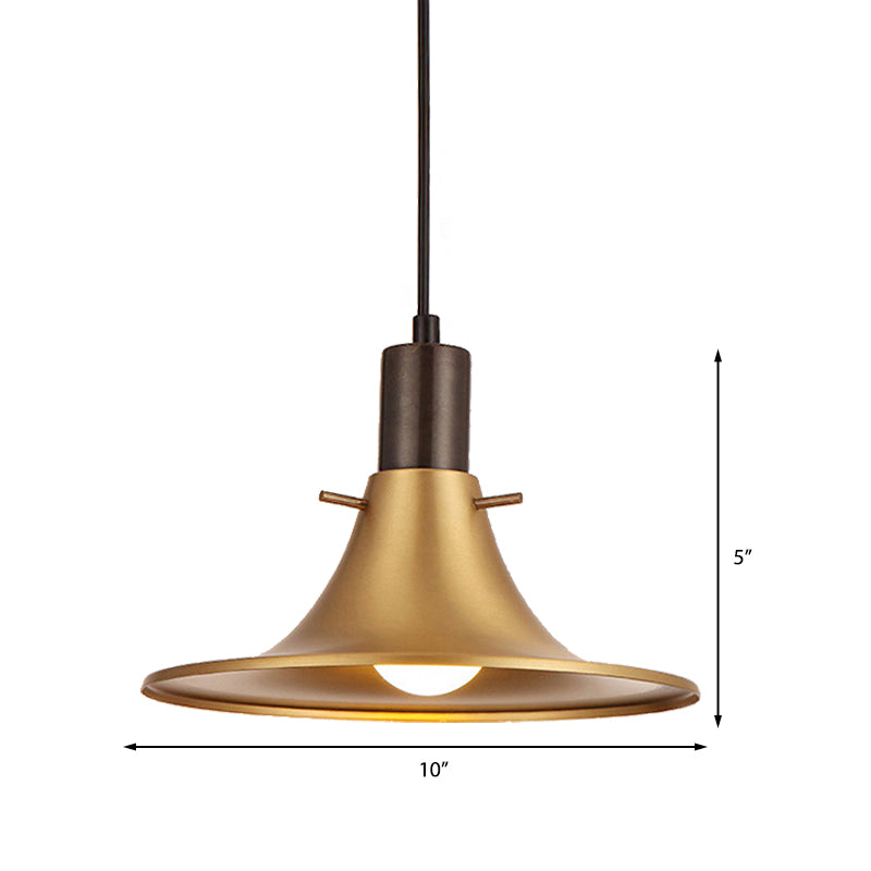 Brass Finish 1 Light Pendant Lighting Industrial Style Metallic Flared Shade Suspended Light Clearhalo 'Ceiling Lights' 'Modern Pendants' 'Modern' 'Pendant Lights' 'Pendants' Lighting' 148735