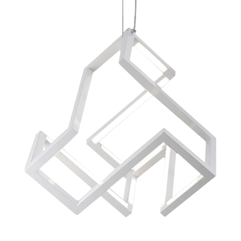 Black/White Geometric Hanging Light Nordic Stylish LED Metallic Pendant Chandelier Light for Bedroom Clearhalo 'Ceiling Lights' 'Chandeliers' 'Modern Chandeliers' 'Modern' Lighting' 148749