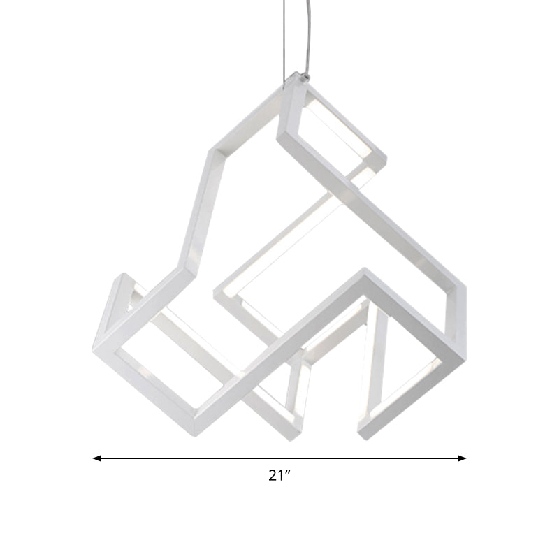 Black/White Geometric Hanging Light Nordic Stylish LED Metallic Pendant Chandelier Light for Bedroom Clearhalo 'Ceiling Lights' 'Chandeliers' 'Modern Chandeliers' 'Modern' Lighting' 148750