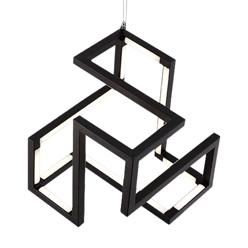 Black/White Geometric Hanging Light Nordic Stylish LED Metallic Pendant Chandelier Light for Bedroom Clearhalo 'Ceiling Lights' 'Chandeliers' 'Modern Chandeliers' 'Modern' Lighting' 148752