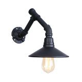 Vintage Stylish Conical Wall Sconce Light with Pipe Design 1 Head Metal Wall Light in Black for Bedroom Clearhalo 'Art deco wall lights' 'Cast Iron' 'Glass' 'Industrial wall lights' 'Industrial' 'Middle century wall lights' 'Modern' 'Rustic wall lights' 'Tiffany' 'Traditional wall lights' 'Wall Lamps & Sconces' 'Wall Lights' Lighting' 148789