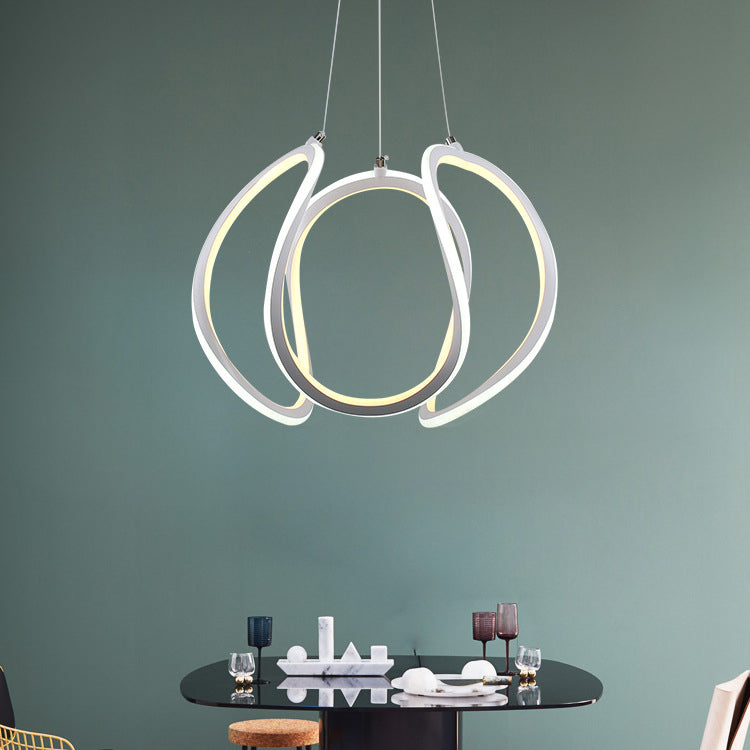 1 Light LED Dining Room Ceiling Pendant Acrylic Minimalist Chandelier in Warm/White Light White A Clearhalo 'Ceiling Lights' 'Chandeliers' 'Modern Chandeliers' 'Modern' Lighting' 148843