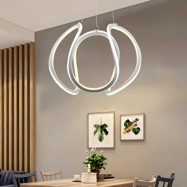 1 Light LED Dining Room Ceiling Pendant Acrylic Minimalist Chandelier in Warm/White Light Clearhalo 'Ceiling Lights' 'Chandeliers' 'Modern Chandeliers' 'Modern' Lighting' 148844