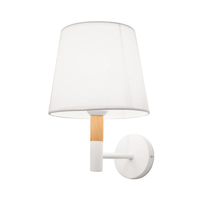 Modern Style Tapered Wall Sconce Light 1 Head Fabric Sconce Lighting Fixture in Black/White for Bedroom Clearhalo 'Modern wall lights' 'Modern' 'Wall Lamps & Sconces' 'Wall Lights' Lighting' 148925