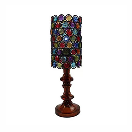 4"/5"/6" Wide Bohemian Cylinder Table Lighting with Colorful Bead 1 Lighting Standing Light in Black Clearhalo 'Lamps' 'Table Lamps' Lighting' 14894