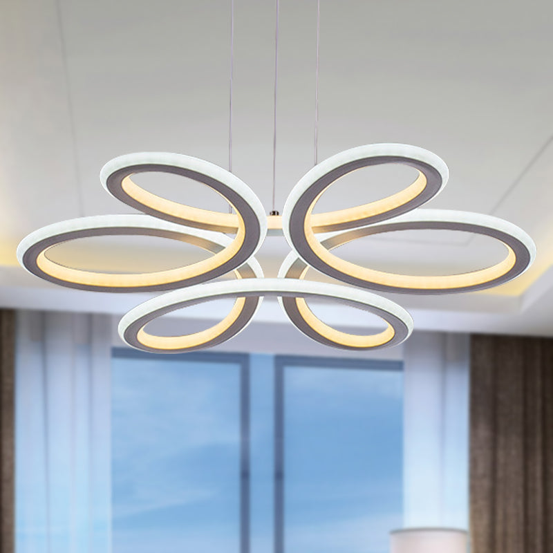 Contemporary Petals Acrylic Chandelier LED Drop Pendant in Warm/White Light for Dining Room White B Clearhalo 'Ceiling Lights' 'Chandeliers' 'Modern Chandeliers' 'Modern' Lighting' 148946