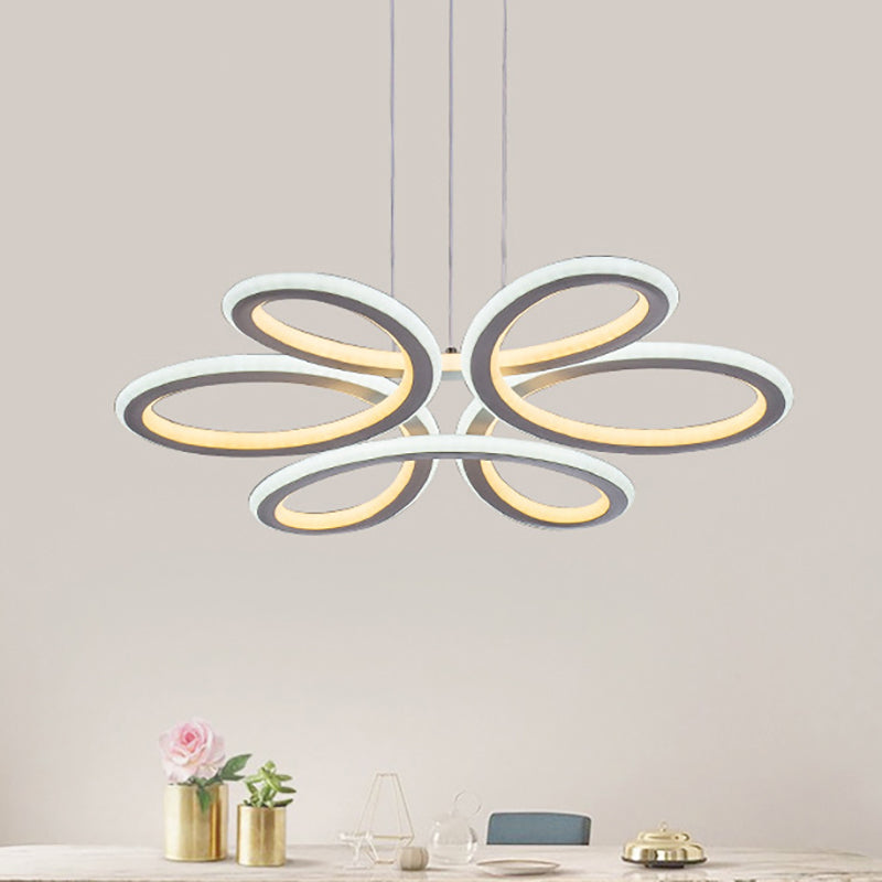 Contemporary Petals Acrylic Chandelier LED Drop Pendant in Warm/White Light for Dining Room Clearhalo 'Ceiling Lights' 'Chandeliers' 'Modern Chandeliers' 'Modern' Lighting' 148947