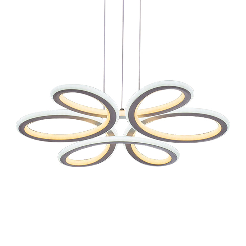 Contemporary Petals Acrylic Chandelier LED Drop Pendant in Warm/White Light for Dining Room Clearhalo 'Ceiling Lights' 'Chandeliers' 'Modern Chandeliers' 'Modern' Lighting' 148948