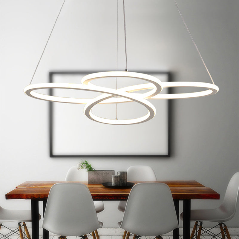 Contemporary Petals Acrylic Chandelier LED Drop Pendant in Warm/White Light for Dining Room White Warm A Clearhalo 'Ceiling Lights' 'Chandeliers' 'Modern Chandeliers' 'Modern' Lighting' 148950