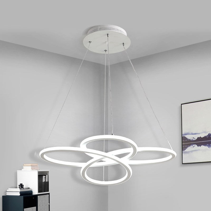 Contemporary Petals Acrylic Chandelier LED Drop Pendant in Warm/White Light for Dining Room White White A Clearhalo 'Ceiling Lights' 'Chandeliers' 'Modern Chandeliers' 'Modern' Lighting' 148951